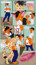 amur_leopard anal anal_penetration anthro balls bite bodily_fluids bottomwear butt c-r-s clothed clothing cole_(cole_rs) comic cum digital_media_(artwork) duo english_text erection fangs felid feline fellatio fur genital_fluids genitals green_eyes hair hi_res humanoid_genitalia hypnosis internal leopard lynx magic male male/male male_penetrated male_penetrating mammal markings mind_control open_mouth oral oral_penetration orange_body orange_fur pantherine penetration penile penis sex simple_background smile spots spotted_body spotted_fur tail teeth text tongue topwear undressing undressing_another walkan