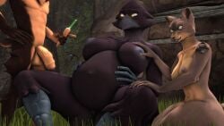 3d_(artwork) anthro avian balls belly big_belly big_breasts bird bird_(petruz) black_body black_feathers breasts brown_body brown_fur carrot corvid corvus_(genus) crow digital_media_(artwork) feathers female female/female flaccid food forest_background fur genitals group hand_on_butt hand_on_leg hand_on_thigh hands_on_own_belly hi_res humanoid_genitalia humanoid_penis lagomorph leporid male male/female mammal navel nofurynomad nude oscine outie_navel outside passerine penis petruz_(copyright) plant pregnant pregnant_female rabbit rodent sciurid sitting size_difference source_filmmaker_(artwork) squirrel_(petruz) tree_squirrel trio vegetable vein veiny_penis vulva