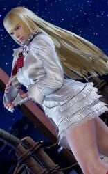 1girls blonde_hair clothed clothed_female emilie_de_rochefort female french french_female night sfw solo solo_female starry_sky tekken tekken_8 thick_thighs