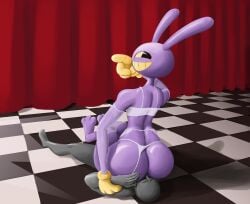 alternate_costume alternate_version_at_source anon ass facesitting furry gloves jax_(the_amazing_digital_circus) licker69666 lingerie rabbit tagme the_amazing_digital_circus
