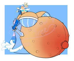 blue_hair blue_hair_female bundle-of-kinks cookie_run cookie_run_kingdom devsisters enjoying_pregnancy fetal_movement hyper_pregnancy kicking_(pregnancy) looking_at_viewer pregnant pregnant_belly pregnant_female sea_fairy_cookie