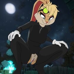 blue_eyes blue_fire buckteeth butt buttplug clothed clothed_female female female_anthro female_focus female_only fur furry gloves goggles goggles_on_forehead goggles_on_head grass lawtheboss lola_bunny looney_tunes moon moonlight night night_sky nighttime orange_nose pussy pussy_peek rabbit rabbit_ears rabbit_girl ripped_bodysuit ripped_clothes ripped_clothing ripped_pants zipper