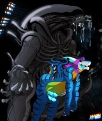 absurd_res alien alien_(franchise) anal anal_penetration animal_genitalia anthro aquatic belly bodily_fluids claws corslayd_(character) cum cum_inflation cum_inside dragon drool_in_mouth drooling drooling_tongue duo feral fish forced genital_fluids genital_slit genitals hair hi_res holding_belly holding_character hybrid infinite_cum infinite_genital_fluids inflation j450n2080 male male/male messy multi_genitalia multi_penis mythological_creature mythological_scalie mythology nails open_mouth penetration penis rape saliva scalie sex shark size_difference tentacles tongue tongue_out xenomorph xenophilia