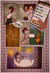 absurd_res anthro comic duo eating_feces feces feces_in_mouth female female/female hi_res lagomorph leporid mammal mouse murid murine rabbit rodent scat scatplay scaty