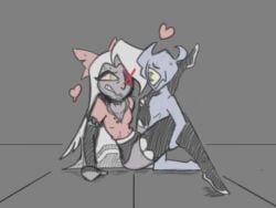 biting_lip clothed_female_nude_male eye_contact hazbin_hotel height_difference leg_over_shoulder lesbian_with_male naked_male original_character sex sketch sweating unfinished vaggie_(hazbin_hotel) vaginal_penetration vivienne_medrano