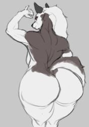 anthro back_muscles big_breasts big_butt breasts butt canid canid_demon canine demon female hellaverse hellhound helluva_boss hi_res kindredeer looking_at_viewer loona_(helluva_boss) mammal muscular muscular_female mythological_canine mythological_creature mythology solo thick_thighs