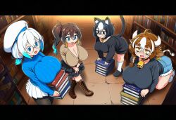 2026 2d 2d_(artwork) 2d_artwork 4girls ai ai-created ai_art ai_assisted ai_generated animal_ears animal_humanoid bangs bending bending_down bending_forward big_ass big_breasts big_butt big_hair big_thighs black_hair black_shirt blue_hair blush blushing book books bookshelf boots braid braided_hair braids breasts breasts_bigger_than_head brown_hair cat_ears cat_girl cat_tail catgirl choker cleavage cow_ears cow_girl cow_horns cowbell crocs curvy curvy_body curvy_female curvy_figure digital_art digital_drawing digital_drawing_(artwork) digital_media digital_media_(artwork) digital_painting_(artwork) exposed_shoulders eyebags female female_focus female_only freckles freckles_on_face frilled_skirt full_body glasses hair hanging_breasts hikikomori horns huge_breasts humanoid humanoid_female jeans kemonomimi kneesocks large_breasts leaning leaning_forward library messy_hair milf milf_body millie_(sugartwist) monster_girl multicolored_hair neet neet_girl no_bra oc original original_art original_artwork original_character original_characters otaku pale pale-skin pale-skinned_female pale_skin pale_skinned_female sagging_breasts saggy_breasts shirt short_hair short_shorts shorts shortstack sitting sitting_down sitting_on_floor skirt solo solo_female solo_focus standing stockings sugartwist sweat sweatdrop sweater sweating sweaty thick thick_ass thick_butt thick_eyebrows thick_hips thick_legs thick_thighs top_heavy twin_braids twinbraids white_bangs white_hair wide_hips wide_thighs yellow_eyes