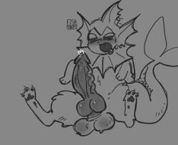 animal_genitalia animal_penis big_balls big_penis feral feral_only paws pokemon vaporeon