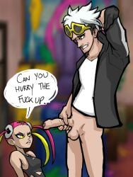 dialogue guzma_(pokemon) imminent_orgasm lindlelewd masturbation penis_in_face plumeria_(pokemon)