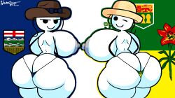 2d 2d_(artwork) 2girls big_ass big_breasts bikini breasts_out cgp_grey flag flag_bikini flag_print flags looking_at_viewer mischievous_smile smiling smiling_at_viewer solo_female stickman tits_out woodsglue