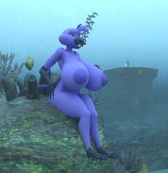 1girls aquaphilia beat_banger bird bubbles female large_breasts nipples nude puffy_cheeks solo underwater zantzusui zoe_monroe