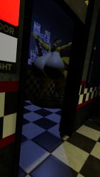 3d big_ass big_breasts bimbo five_nights_at_freddy's fnaf1_location golden_freddy_(disembowell) golden_freddy_(fnaf) hyper_ass hyper_breasts looking_at_viewer solo vrchat
