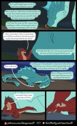 5_panel_comic anthro aquatic aquatic_dragon balls barely_visible_genitalia coalt comic dialogue digit_ring dorsal_frill dragon duo english_text extreme_size_difference female feral fin finger_ring fluffy fluffy_tail frill_(anatomy) fur furaffinity furaffinity_logo furred_dragon furred_scalie gem genitals green_eyes hand_on_nose head_crest head_fin head_frill hi_res jewelry jewish_mythology kneeling larger_female larger_feral leviathan lying magic_ring male multiple_scenes mythological_creature mythological_marine mythological_scalie mythology name_in_dialogue night nude on_front outside page_number patreon patreon_logo pronounced_browridge red_body red_fur red_gem rimentus rysindra_(rimentus) scalie size_difference sky smaller_anthro smaller_male speech_bubble star starry_sky tail tan_body tan_fur teal_body teal_scales telepathy text url yellow_eyes