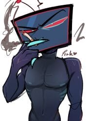blue_gills blue_nipple blue_nipples cigarette cigarette_in_mouth cyan_nipples gay gills hazbin_hotel hazbin_hotel_(season_2) hellaverse heterochromatic_eyes heterochromatic_irises heterochromia holding_cigarette pinksartdump see-through see-through_clothes see-through_clothing see-through_tank_top see-through_thighhighs see_through see_through_clothes see_through_clothing see_through_top smoke smoking smoking_cigarette tank_top transparent_clothing transparent_top tv tv_head unusual_nipples vox vox_(hazbin_hotel) yaoi