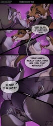 absurd_res acupa anthro anus biped breast_lick breast_play breasts bulge canid canine clothing comic comic_panel dialogue disney english_text equid equine female female_anthro fox genitals hi_res horse judy_hopps lagomorph leporid licking making_out male male/female male_anthro mammal masturbation nipple_fetish nipple_lick nipple_play nipples rabbit silgiriya_mantsugosi speech_bubble text tongue vulva zootopia