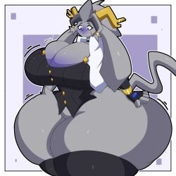 big_breasts blueberry_inflation breasts cleavage female furry huge_breasts inflation shun_gt sybil_(pseudoregalia) tagme thick_thighs wide_hips