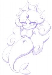 1girls black_pearl_cookie breasts cookie_run cookie_run_kingdom female merfolk mermaid pussy self_upload sketch sloumpl solo uncolored vagina