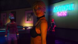 2boys 2girls 3d 3d_(artwork) 3dcg absurd_res absurd_resolution absurdres beautiful_woman belly black_bra blonde-haired_female blurred_background choker cinematic cinematic_lighting closeup disinterested earrings edited_screencap emotionless emotionless_female expressionless fufu_(gta_v) game_cg grand_theft_auto grand_theft_auto_online grand_theft_auto_v green_eyes gta_online_male_character high_quality high_resolution highres indifferent juliet_(grand_theft_auto_v) large_breasts lingerie long-haired_female mattiejas mature_female mature_females mature_woman navel pinup red_lingerie red_lipstick ribbon_choker rockstar_editor rockstar_games shirtless_male short-haired_female sideboob source_request standing unbothered uncaring uncaring_female uninterested uninterested_female vanilla_unicorn