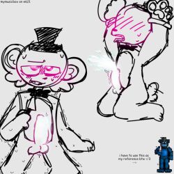 anthro bdsm bodily_fluids bondage bound cuff_(restraint) cum cumshot ejaculation genital_fluids genitals male masturbation mymusicbox penile penile_masturbation penis restraints solo submissive submissive_male sweat sweating_profusely sweaty_body sweaty_legs tail tail_motion tailwag virgin_(headcanon) while