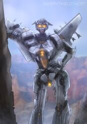 2026 anthro artist_name back_wings berrythelothcat biped black_body blue_sky bodily_fluids canyon cloud cybertronian decepticon fan_character female female_humanoid front_view gatling_gun genital_fluids genitals glowing glowing_eyes glowing_genitalia glowing_vulva grey_body gun hand_on_hip hand_on_own_hip hasbro hi_res humanoid leaning leaning_sideways lips machine machine_gun missile multicolored_body not_furry outside pink_lips portrait ranged_weapon robot robot_humanoid sky takara_tomy text three-quarter_portrait transformers vaginal_fluids vulva weapon wings yellow_eyes