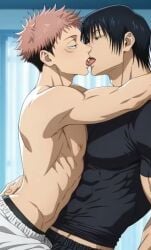 ai_animation ai_generated ai_generated_video ai_video clothed clothed_male dad_and_friend_of_son dilf gay gay_kissing itadori_yuuji jujutsu_kaisen kissing male/male older_male_and_younger_male tagme toji_fushiguro tongue_kiss tongue_kissing video yuji_itadori