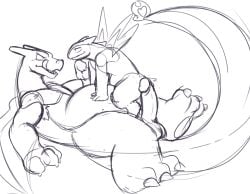 anthro armpit_hair body_hair charizard duo freekzilla generation_1_pokemon generation_2_pokemon male male/male nintendo overweight overweight_male pokemon pokemon_(species) power_bottom sex typhlosion