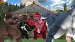 4boys abs animated anthro anus ass balls big_butt bowser collar devil_dinosaur devil_horns_(gesture) dinosaur flexing furry furry_male furry_only gay jeff_the_land_shark koopa male male_only mario_(series) marvel moonwulf muscular nature nature_background navel nipples nude pec_bounce pecs penis public_nudity raccoon rocket_raccoon scalie shark slightly_chubby_male source_filmmaker source_filmmaker_(artwork) spank_(sound_effect) spiked_collar sweat tagme tail thick_thighs twerking tyrannosaurus_rex veiny_penis video yaoi