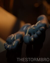 3d_(artwork) barefoot blender_(software) blender_cycles blue_skin cum_on_feet deadlock feet feet_only feet_pov foot_fetish foot_focus ghost_girl thestormbro toes vindicta_(deadlock)