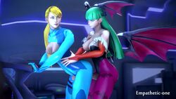 1futa 1girls 3d animated capcom clothed_sex clothing crossover darkstalkers empathetic-one female futa_on_female futanari human intersex medium_breasts metroid morrigan_aensland nintendo no_sound samus_aran small_breasts succubus torn_clothes video zero_suit zero_suit_samus