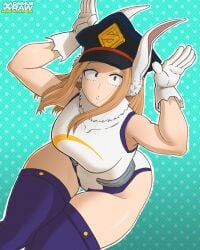 1girls 4:5 animal_ears ass big_ass big_breasts blonde-haired_female blonde_hair boku_no_hero_academia breasts brown_eyes camie_utsushimi cosplay daimusraw female female_only hat hi_res highres large_breasts leotard long_hair miruko miruko_(cosplay) my_hero_academia rabbit_ears thick_thighs utsushimi_camie white_gloves white_leotard