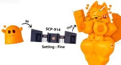1girls 3d 3d_(artwork) anthro ass big_breasts breasts ear english_text female female_only furry hair huge_breasts nonalterna orange_body orange_ears orange_hair orange_skin orange_tail roblox robloxian scp-914 scp-999 scp_foundation tagme tail text thick_thighs thighs transformation