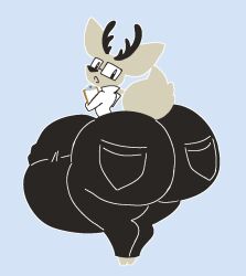 anthro ass ass_focus balls cute daihatsu deer digital_media_(artwork) eckobun furry hyper hyper_ass hyper_balls hyper_bulge hyper_penis kakukaku_shikajika kakukaku_shikajika_(daihatsu_motors) male male_focus penis source_request surprised_expression tight_clothing
