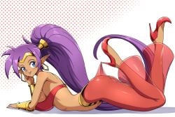 1girls arabian_clothes belly_dancer belly_dancer_outfit blue_eyes breasts female huge_breasts lace_pantyhose_hooked_on_heel_(meme) meme meme_pose meme_reference purple_hair shantae shantae:_half-genie_hero shantae_(character) shantae_and_the_pirate's_curse shantae_and_the_seven_sirens tanned tanned_female tanned_skin thick_thighs zuchysdraws