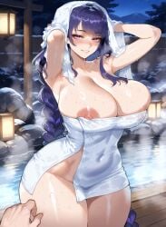 1girls ai_generated almost_naked almost_nude areola_slip bare_breasts bare_chest bathhouse before before_anal big_ass big_breasts big_hips blush boobaai breasts curvaceous curvaceous_female curvaceous_figure curvy curvy_figure deep_skin female female_focus female_only flower front_view genshin_impact groping hair_ornament hand_on_head hands_on_head horny horny_female hot hot_spring hoyoverse huge_breasts large_ass large_breasts lips long_hair nipples nipples_visible_through_clothing no_bra no_panties no_shirt parted_lips pov purple_eyes purple_hair raiden_shogun side_view soft_shading solo_focus standing straight sweat towel towel_around_waist towel_on_head towel_only upper_body voluptuous voluptuous_female washing washing_self water wet wet_body wet_clothes wet_clothing