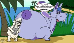 2girls ass_sniffing background big bottom_heavy butt_size_difference butt_sniffing dialogue digital_drawing_(artwork) digital_media_(artwork) disney eileensamoyed fat fat_ass female furry hippopotamus hoppopotamus hoppopotamus_(the_wuzzles) hug huge_ass monobutt monorump outdoors pear-shaped_figure pear_shaped rabbit_ears rabbit_tail sexual size_difference sniffing wuzzles