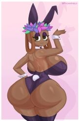 bassie_(dandy's_world) bubble_ass bubble_butt bunny_ears bunnysuit dandy's_world flowers_on_head fromariels heart-shaped_pupils hyper_ass hyper_breasts hyper_butt imminent_sex in_love looking_back_at_viewer sexy sexy_body sexy_clothing sexy_pose uwu_face