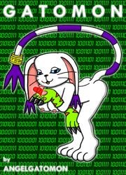 angelgatomon_(artist) ass bent_over black_nose blue_eyes breasts color digimon exposed_breasts female female_only fur furry furry_ass furry_breasts furry_ears furry_only furry_tail gatomon glove nipples open_eyes paw pink_nipples pointy_ears purple_fur solo tail white_fur