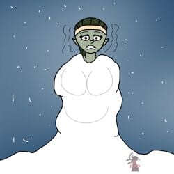 12_days_of_christmas 12_days_of_xxx-mas adopted_(lore) ass_goblin big_breasts black_eyes blind_peacock_draws blind_peacock_draws_(artist) breasts christmas christmas_2025 cold cover covered covered_in_snow covered_nipples covering covering_breasts daddy_kink daniella_(blindpeacockdraws) female female_only girl goblin goblin_female green_body green_hair green_skin headband headwear holidays huge_breasts naked naked_female naked_in_snow original original_art original_artwork original_character pale_skin pointy_ears ponytail round_nose shivering shortstack showing_belly showing_teeth snow snowing stomach watermark weather