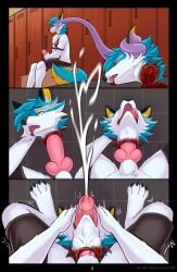 animal_genitalia animal_humanoid anthro badfoxyspike black_body black_fur blood blood_on_penis blue_body blue_fur blue_hair bodily_fluids bulge canid canid_humanoid canine canine_genitalia canine_humanoid clothing cum cumshot dead_eyes death decapitation dog_humanoid duo ear_grab erection fur genital_fluids genitals gore hair hi_res humanoid knot knotted_penis knotting locker_room male male/male male_death male_ryona mammal mammal_humanoid necrophilia open_mouth parasite penetration penis pink_penis reverse_blowjob severed_head sheath snuff white_body white_fur yellow_body yellow_fur