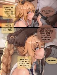 ai_generated aibby balls blowjob blush blushing_female cheating cheating_(relationship) cheating_girlfriend cock_worship cuck cuckold cuckolding cum cum_dripping cum_in_mouth dark-skinned_male deepthroat dialogue edited ejaculating_cum ejaculation ejaculation_in_mouth fate/grand_order fate_(series) female grabbing grabbing_hair humiliation interracial interracial_sex jeanne_d'arc_(fate) large_penis looking_at_penis netorare ntr sex text uncensored watermark