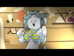 bikini bra breasts cutec3_(artist) high_on_temmie_flakes screenshot striped_bra temmie temshop undertale