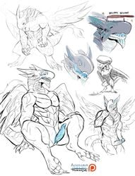 1boy acnologia anthro biceps big_muscles dragon erection fairy_tail furikake male male_only markings muscular muscular_male open_mouth patreon pecs penis reptile scales scalie solo teeth tongue western_dragon wings