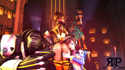 3d anus ass breasts d.va nipples overwatch presenting pussy rest_in_pieces source_filmmaker tracer whisker_markings winston