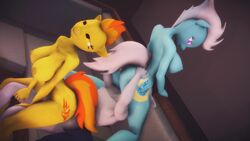 2016 3d absurd_res amber_eyes animal_genitalia animal_penis anthro areola big_breasts blue_hair breast_squish breasts cunnilingus equine erect_nipples female fleetfoot_(mlp) friendship_is_magic group hair hi_res horse indigosfm male mammal multicolored_hair my_little_pony navel nipples oral penetration penis pink_hair pony purple_eyes sex sitting smile soarin_(mlp) sofa spitfire_(mlp) straight vaginal_penetration wonderbolts_(mlp)