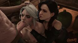 1boy 2girls 3d ai_generated animated assisted_fellatio athazel balls big_penis black_hair blowjob chocolaterule34 ciri clothed_female_nude_female collaborative_fellatio dubious_consent female forced_oral geralt_of_rivia hand_on_head hand_under_chin male medium_breasts milf penis runny_makeup runny_mascara shorter_than_10_seconds skinny tagme testicles the_witcher_(series) the_witcher_3:_wild_hunt threesome video white_hair yennefer