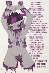 1boy amputation blindfold blood_splatter cut_(disambiguation) cuts eridan_ampora gore homestuck homestuck_troll lactating lyrics pussy solo throwing_up tied_up trans_man vomit