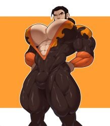 bara big_pecs bulge dispatch_(game) flambae gay greggrth hyper_pecs male male_only muscular muscular_male solo