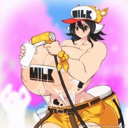 1female 1girls animated big_breasts breasts breasts_bigger_than_head breasts_bigger_than_torso casual_exposure casual_hyper cleavage cleavage_storage clothing female female_only hataraki_ari hourglass_figure huge_breasts hyper hyper_ass hyper_breasts hyper_butt hyper_hips hyper_hourglass hyper_thighs jiggling_breasts milk nipples see-through see-through_clothing solo solo_female tagme