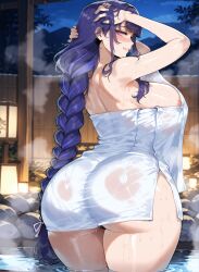 1girls ai_generated almost_naked almost_nude areola_slip ass ass_focus back back_view bare_back bare_breasts bare_chest bathhouse before before_anal before_sex big_ass big_breasts big_hips blush boobaai breasts curvaceous curvaceous_female curvaceous_figure curvy curvy_figure deep_skin female female_focus female_only flower genshin_impact groping hair_ornament hand_on_head hands_on_head head_thrown_back horny horny_female hot hot_spring hoyoverse huge_ass huge_breasts large_ass large_breasts light-skinned_female lips long_hair looking_back nipples nipples_visible_through_clothing no_bra no_panties no_shirt parted_lips pov pov_male purple_eyes purple_hair raiden_shogun soft_shading solo solo_focus standing straight sweat towel towel_around_waist towel_only upper_body voluptuous voluptuous_female washing washing_self water wet wet_body wet_clothes wet_clothing