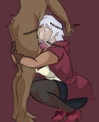 blowjob crouching dark-skinned_male female jjba jojo's_bizarre_adventure mariah_(jjba) penis stardust_crusaders